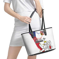 Czechia Independence Day Leather Tote Bag National Flag Brush Style and Bohemia Lion