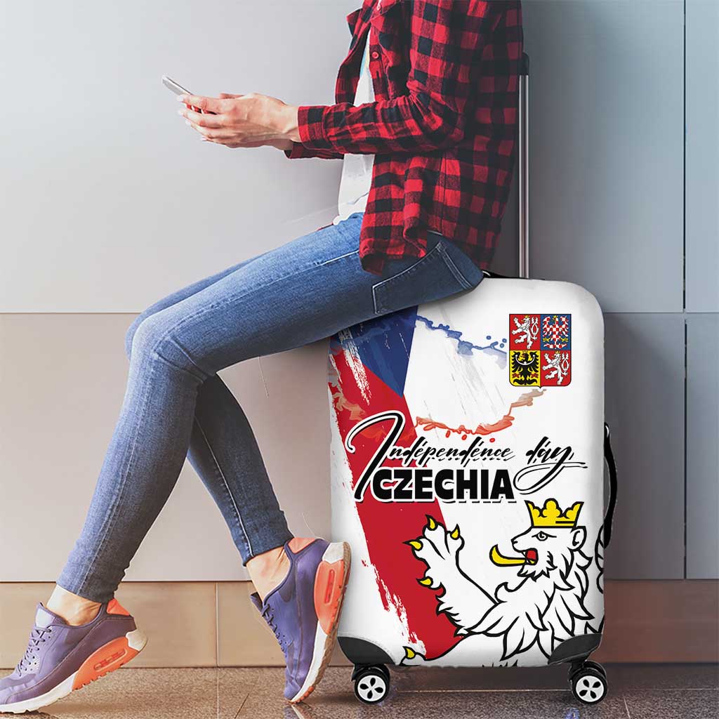 Czechia Independence Day Luggage Cover National Flag Brush Style and Bohemia Lion