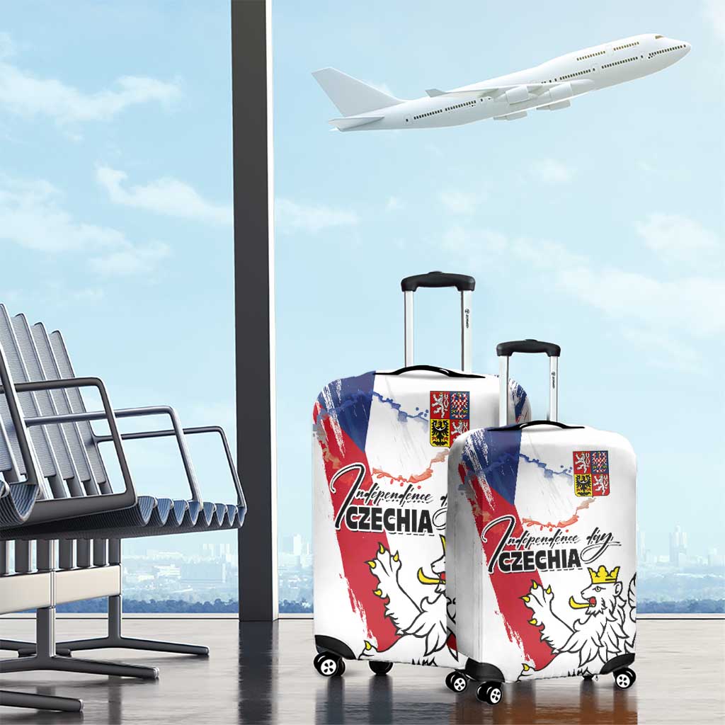 Czechia Independence Day Luggage Cover National Flag Brush Style and Bohemia Lion