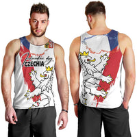 Czechia Independence Day Men Tank Top National Flag Brush Style and Bohemia Lion