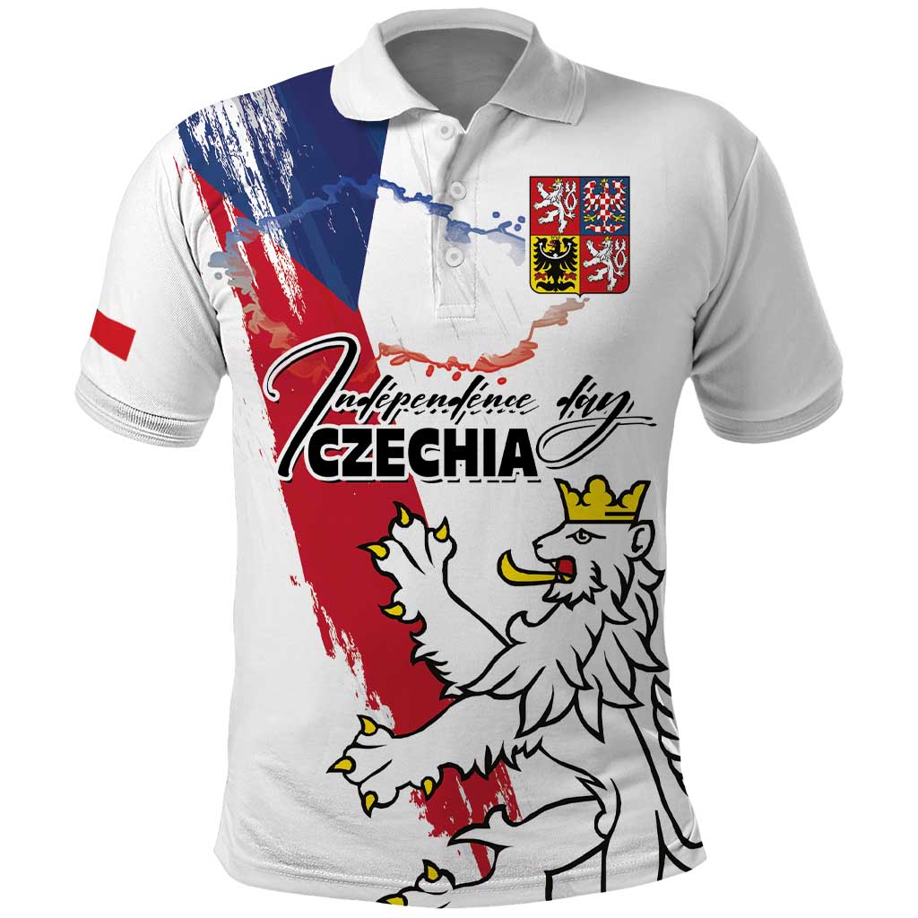 Czechia Independence Day Polo Shirt National Flag Brush Style and Bohemia Lion