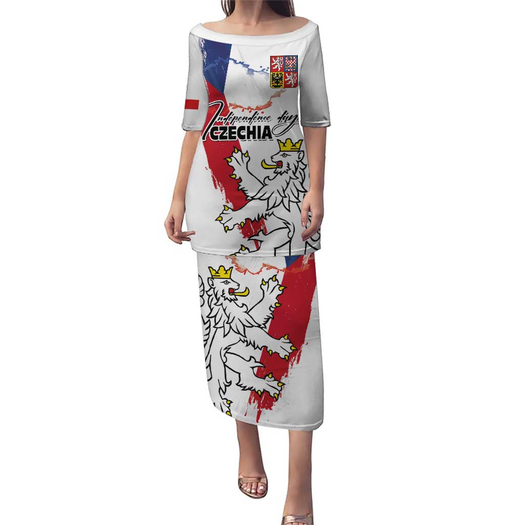 Czechia Independence Day Puletasi National Flag Brush Style and Bohemia Lion