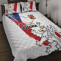 Czechia Independence Day Quilt Bed Set National Flag Brush Style and Bohemia Lion