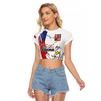 Czechia Independence Day Raglan Cropped T Shirt National Flag Brush Style and Bohemia Lion