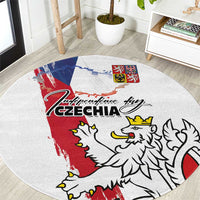 Czechia Independence Day Round Carpet National Flag Brush Style and Bohemia Lion