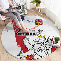 Czechia Independence Day Round Carpet National Flag Brush Style and Bohemia Lion