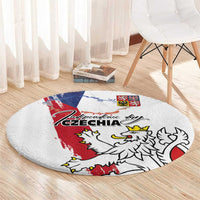 Czechia Independence Day Round Carpet National Flag Brush Style and Bohemia Lion