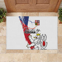 Czechia Independence Day Rubber Doormat National Flag Brush Style and Bohemia Lion
