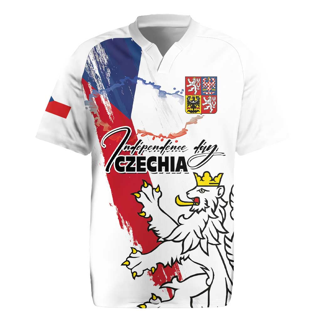 Czechia Independence Day Rugby Jersey National Flag Brush Style and Bohemia Lion