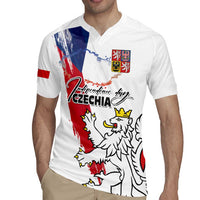Czechia Independence Day Rugby Jersey National Flag Brush Style and Bohemia Lion