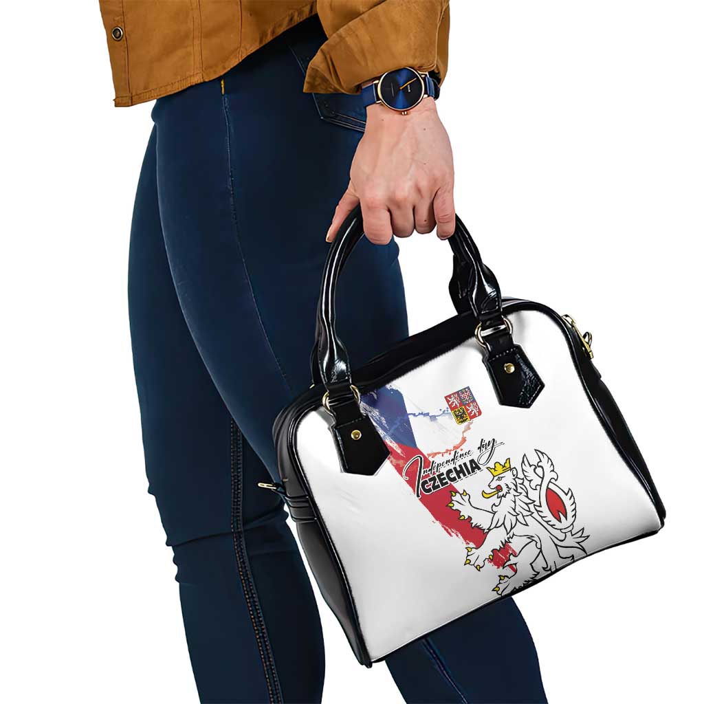 Czechia Independence Day Shoulder Handbag National Flag Brush Style and Bohemia Lion
