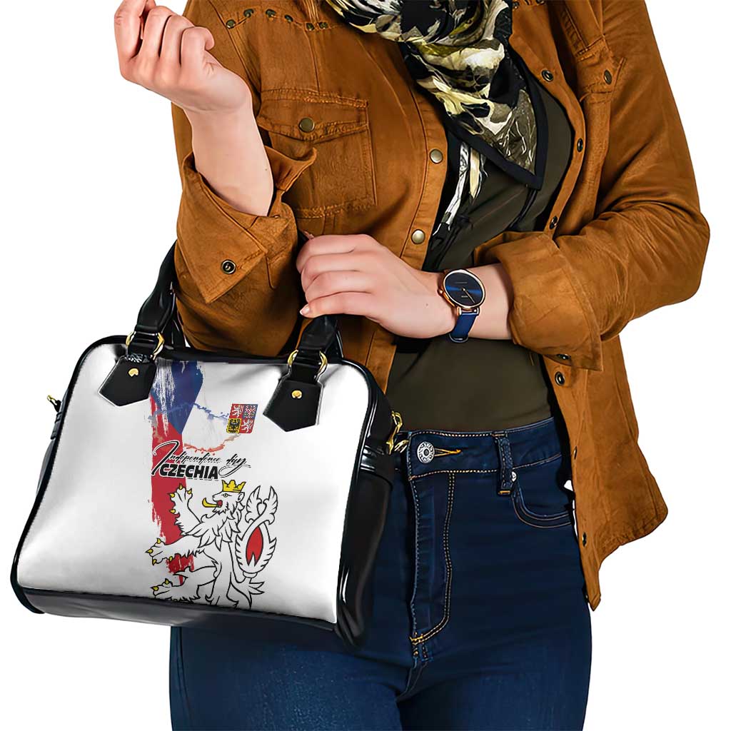 Czechia Independence Day Shoulder Handbag National Flag Brush Style and Bohemia Lion