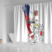 Czechia Independence Day Shower Curtain National Flag Brush Style and Bohemia Lion