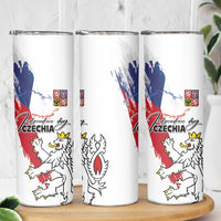 Czechia Independence Day Skinny Tumbler National Flag Brush Style and Bohemia Lion