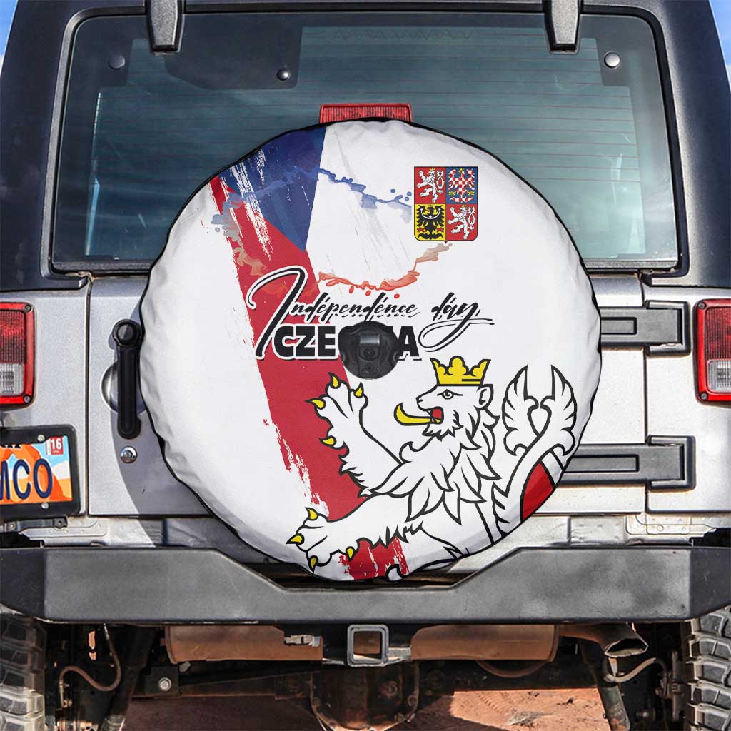 Czechia Independence Day Spare Tire Cover National Flag Brush Style and Bohemia Lion