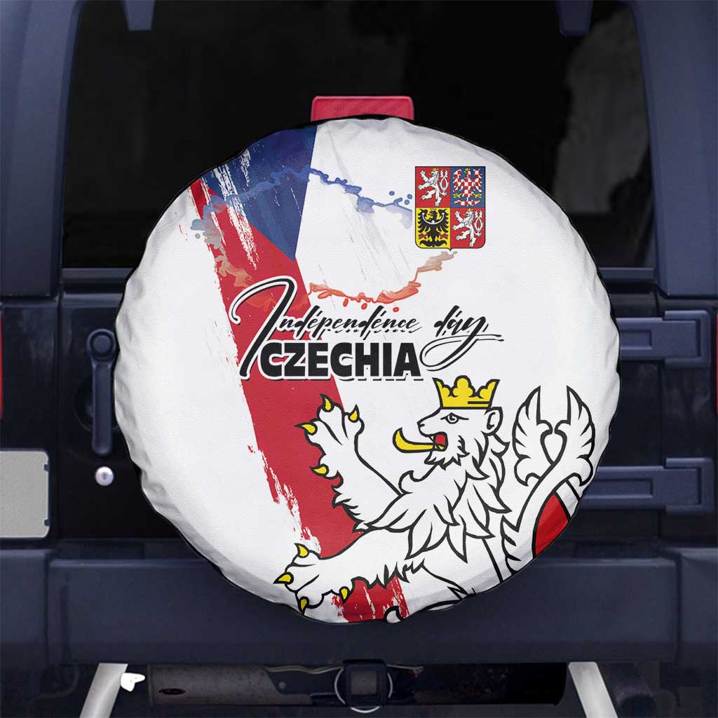 Czechia Independence Day Spare Tire Cover National Flag Brush Style and Bohemia Lion