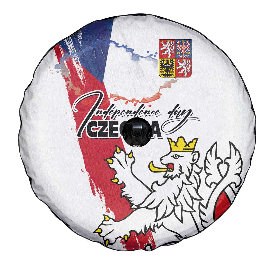 Czechia Independence Day Spare Tire Cover National Flag Brush Style and Bohemia Lion