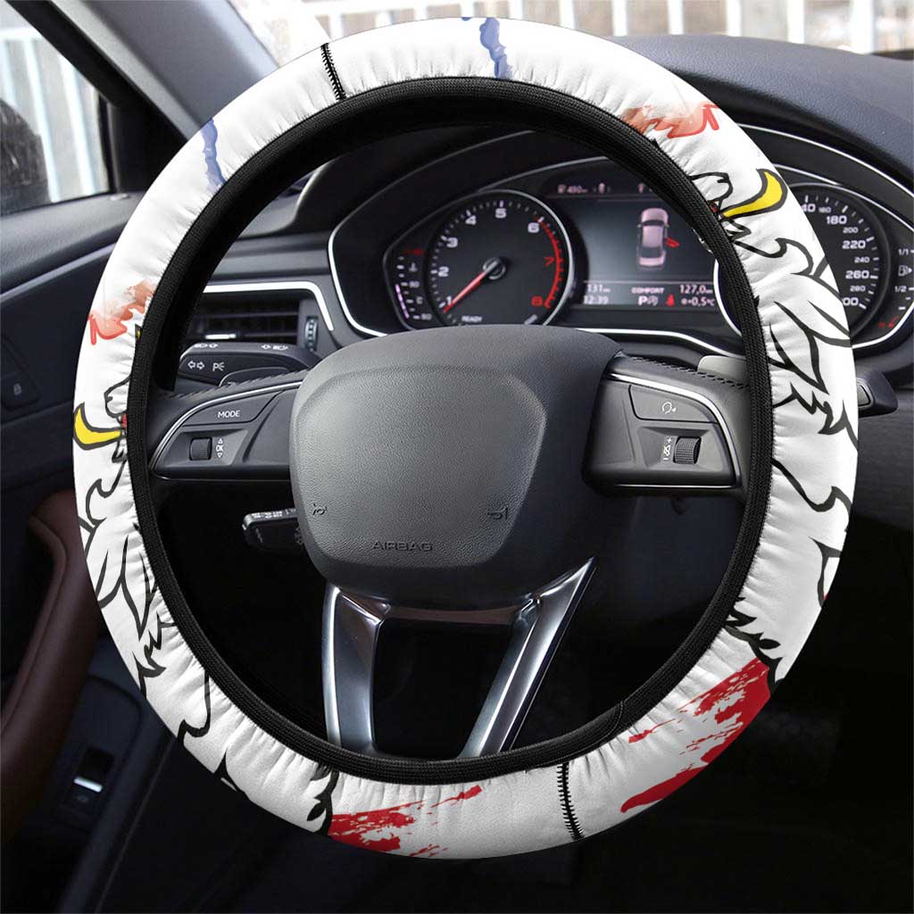 Czechia Independence Day Steering Wheel Cover National Flag Brush Style and Bohemia Lion