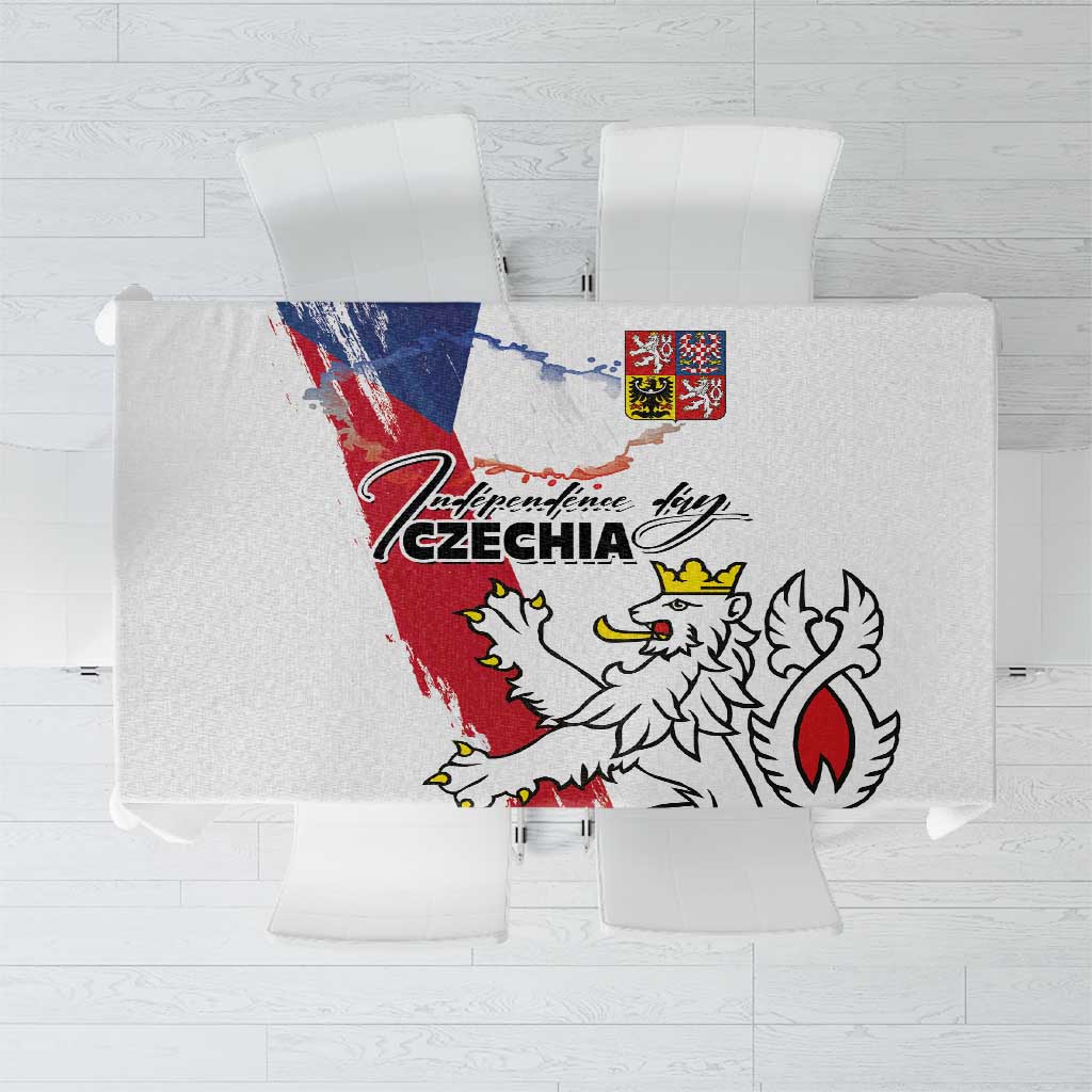 Czechia Independence Day Tablecloth National Flag Brush Style and Bohemia Lion