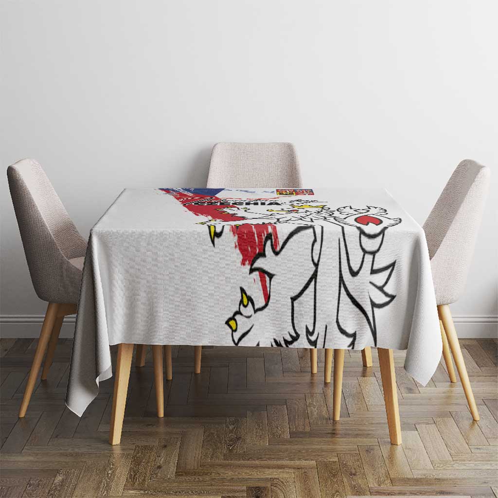 Czechia Independence Day Tablecloth National Flag Brush Style and Bohemia Lion