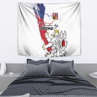 Czechia Independence Day Tapestry National Flag Brush Style and Bohemia Lion
