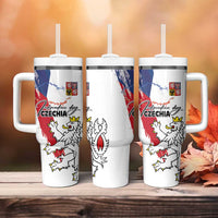 Czechia Independence Day Tumbler With Handle National Flag Brush Style and Bohemia Lion