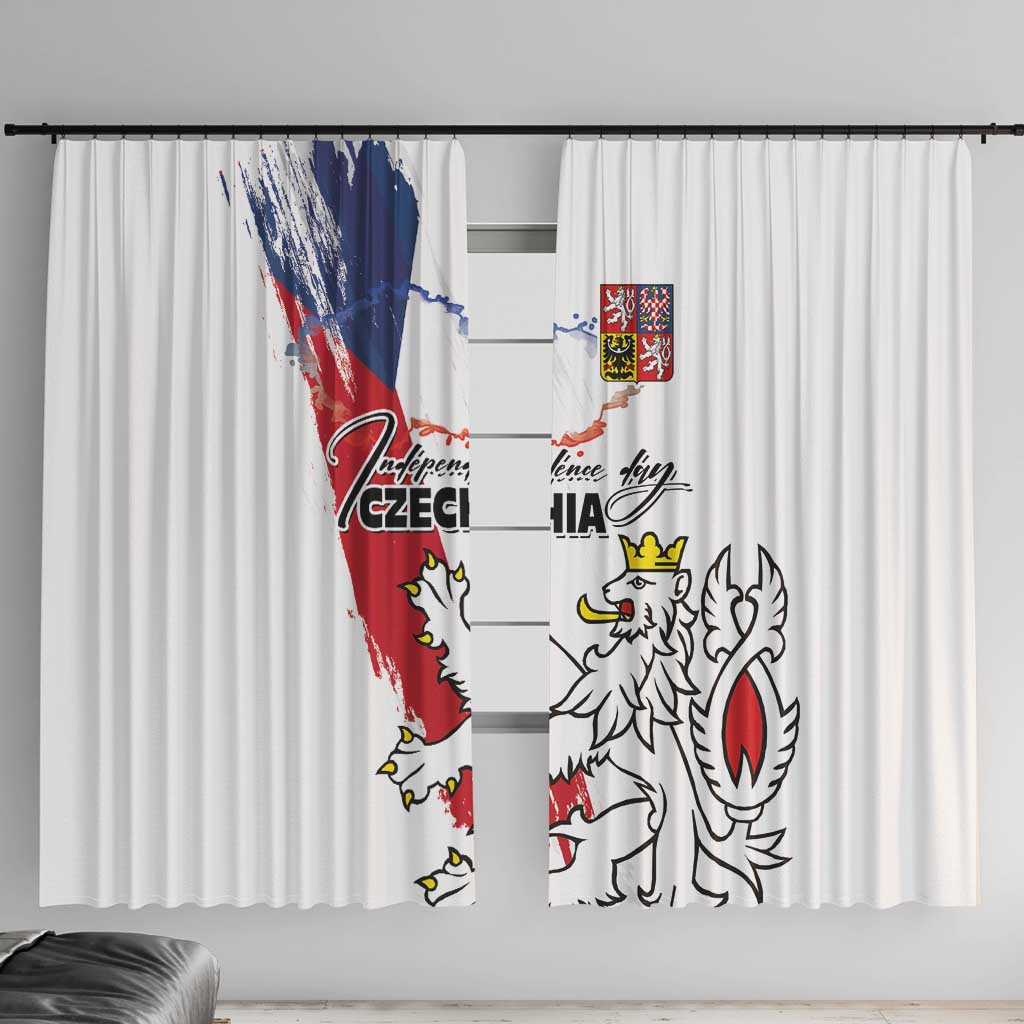 Czechia Independence Day Window Curtain National Flag Brush Style and Bohemia Lion