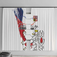 Czechia Independence Day Window Curtain National Flag Brush Style and Bohemia Lion