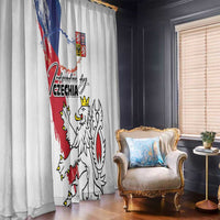 Czechia Independence Day Window Curtain National Flag Brush Style and Bohemia Lion