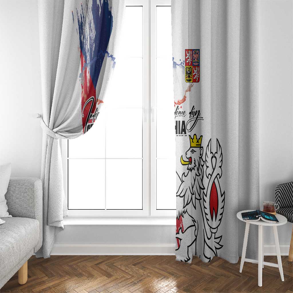 Czechia Independence Day Window Curtain National Flag Brush Style and Bohemia Lion