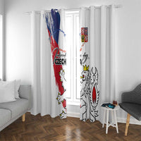 Czechia Independence Day Window Curtain National Flag Brush Style and Bohemia Lion