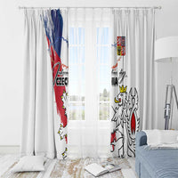 Czechia Independence Day Window Curtain National Flag Brush Style and Bohemia Lion