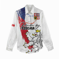 Czechia Independence Day Women Casual Shirt National Flag Brush Style and Bohemia Lion