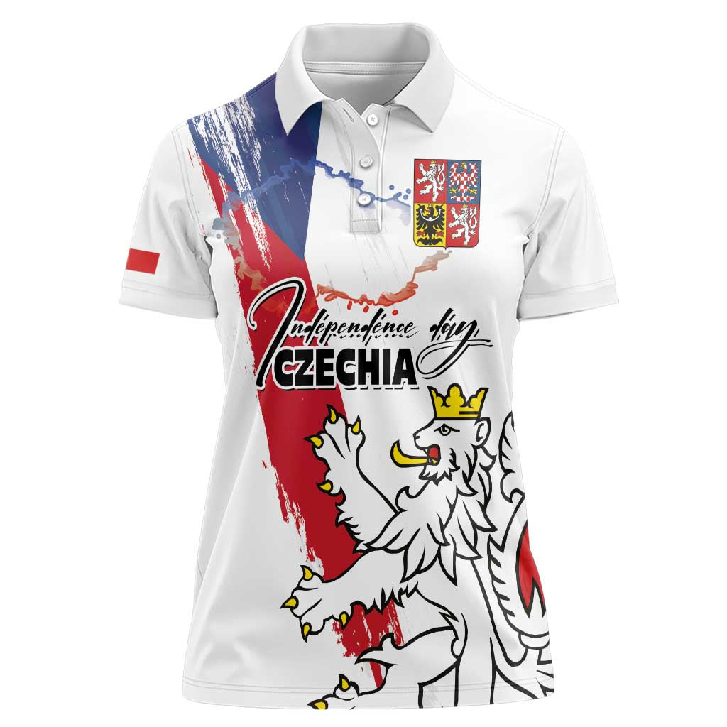 Czechia Independence Day Women Polo Shirt National Flag Brush Style and Bohemia Lion
