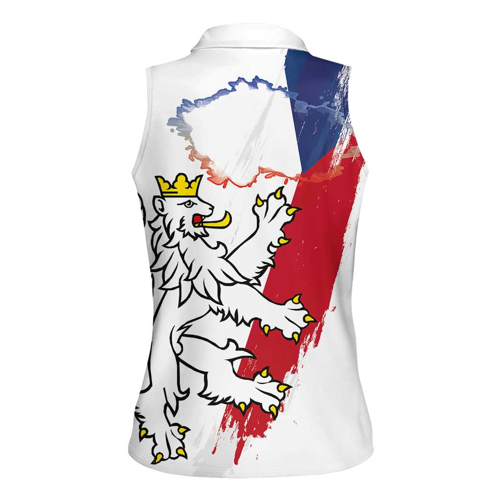 Czechia Independence Day Women Sleeveless Polo Shirt National Flag Brush Style and Bohemia Lion