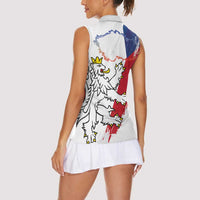 Czechia Independence Day Women Sleeveless Polo Shirt National Flag Brush Style and Bohemia Lion