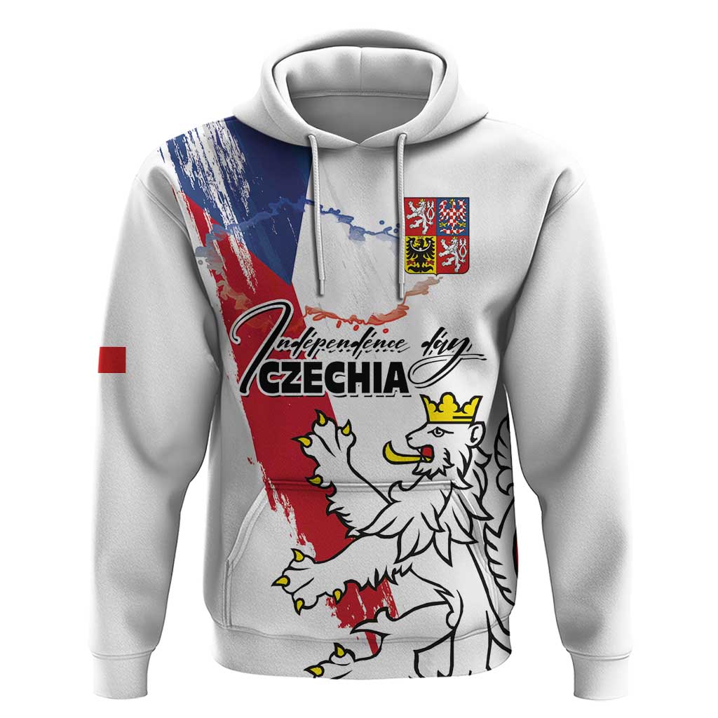 Czechia Independence Day Zip Hoodie National Flag Brush Style and Bohemia Lion