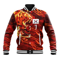 South Korea National Football Custom Baseball Jacket Tigers of Asia Fierce Abstract Flame-Inspired