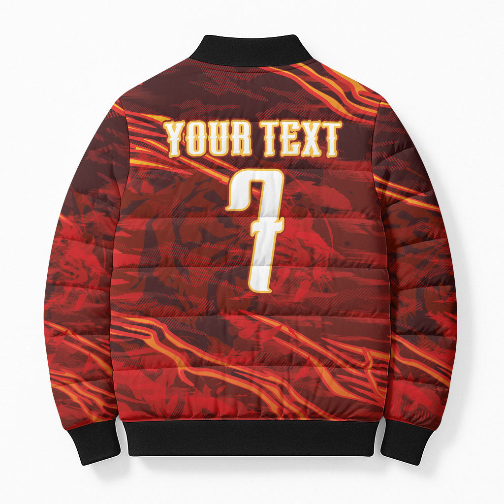South Korea National Football Custom Bomber Puffer Jacket Tigers of Asia Fierce Abstract Flame-Inspired