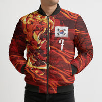 South Korea National Football Custom Bomber Puffer Jacket Tigers of Asia Fierce Abstract Flame-Inspired