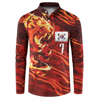 South Korea National Football Custom Button Sweatshirt Tigers of Asia Fierce Abstract Flame-Inspired