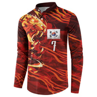 South Korea National Football Custom Button Sweatshirt Tigers of Asia Fierce Abstract Flame-Inspired