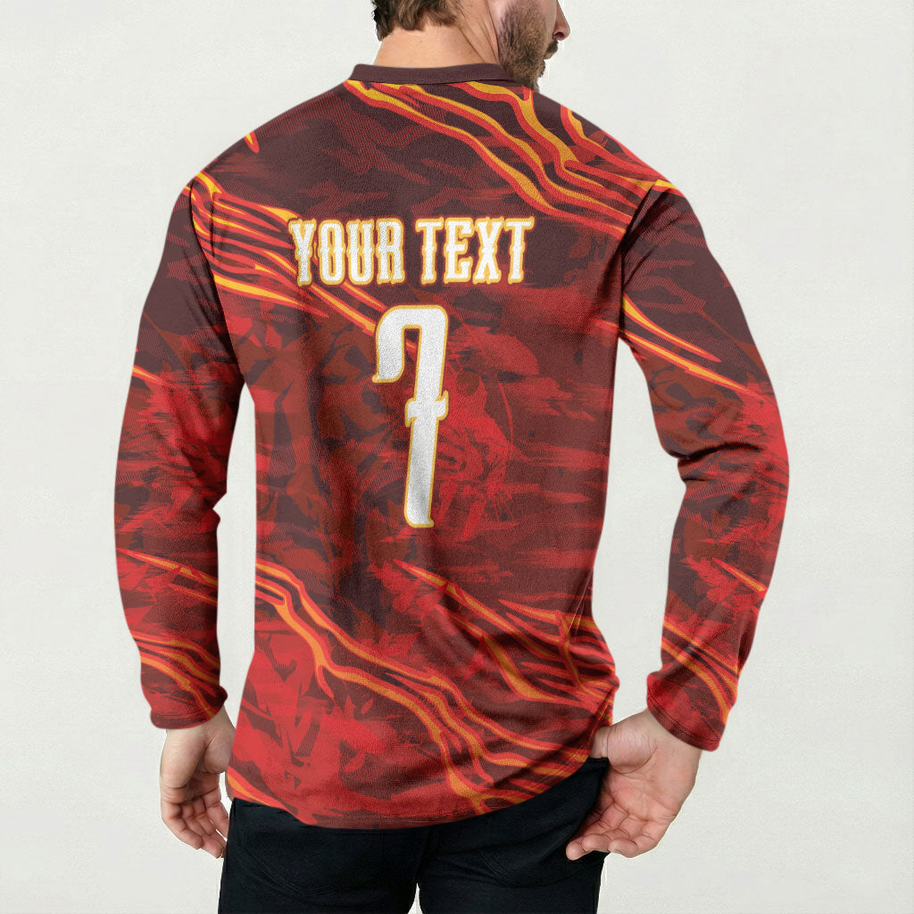 South Korea National Football Custom Button Sweatshirt Tigers of Asia Fierce Abstract Flame-Inspired