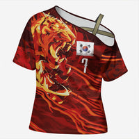 South Korea National Football Custom Cross Shoulder Shirt Tigers of Asia Fierce Abstract Flame-Inspired