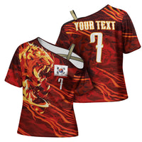 South Korea National Football Custom Cross Shoulder Shirt Tigers of Asia Fierce Abstract Flame-Inspired