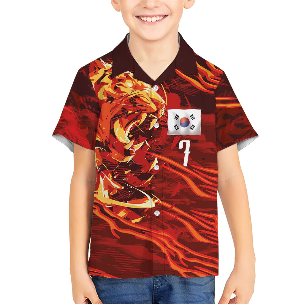 South Korea National Football Custom Hawaiian Shirt Tigers of Asia Fierce Abstract Flame-Inspired