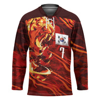 South Korea National Football Custom Hockey Jersey Tigers of Asia Fierce Abstract Flame-Inspired