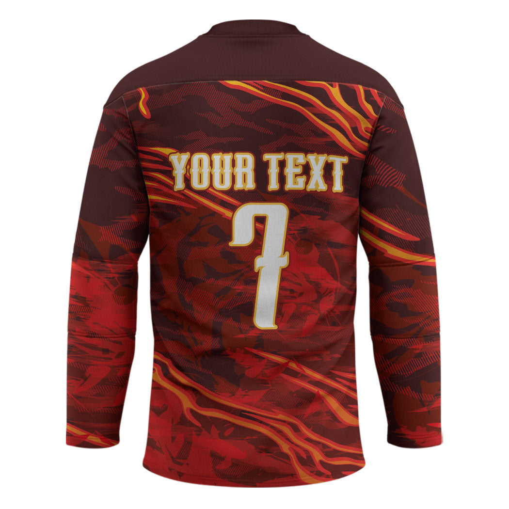 South Korea National Football Custom Hockey Jersey Tigers of Asia Fierce Abstract Flame-Inspired