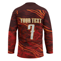 South Korea National Football Custom Hockey Jersey Tigers of Asia Fierce Abstract Flame-Inspired