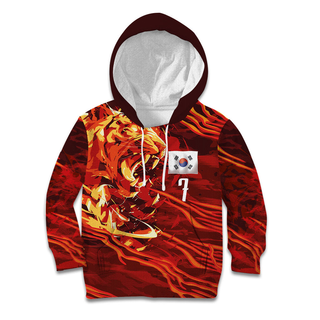 South Korea National Football Custom Kid Hoodie Tigers of Asia Fierce Abstract Flame-Inspired